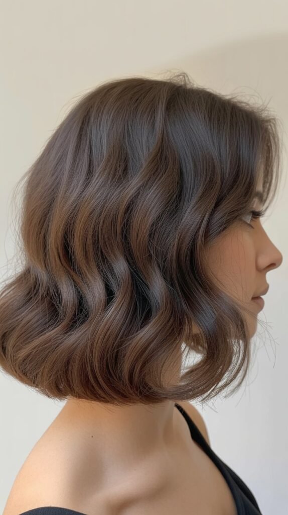 One-Length Shoulder Cut with Slight Wave