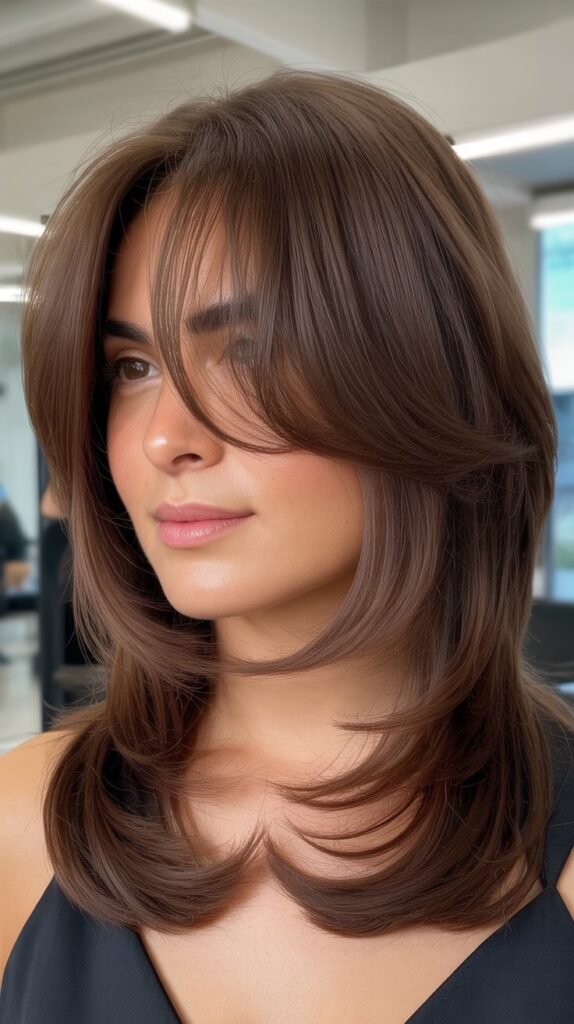 Curtain Bangs with Sliced Layers