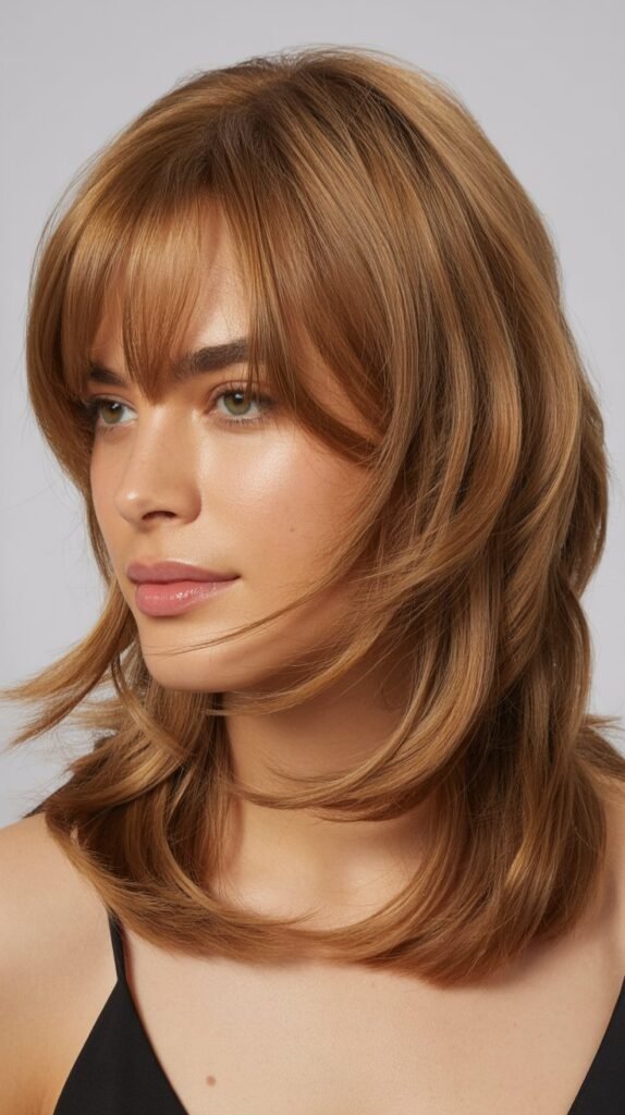 Curtain Bangs with Choppy Texture