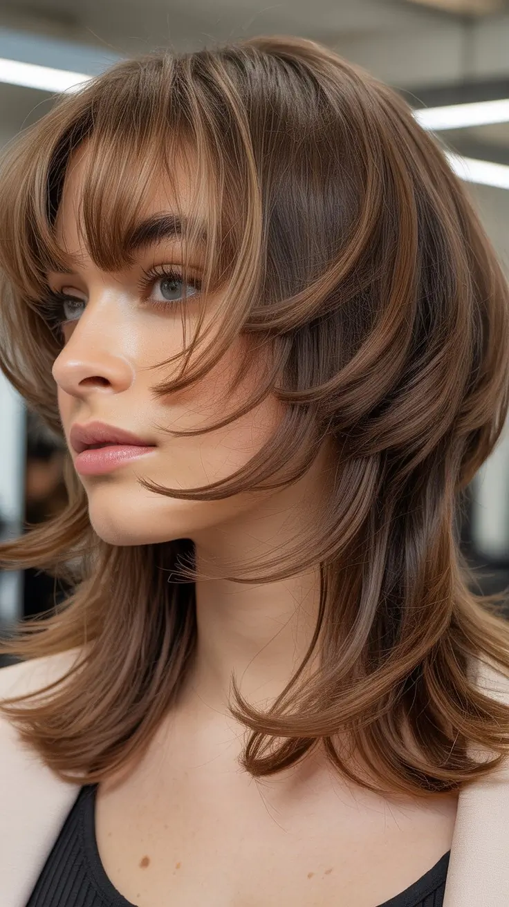 36 Flattering Medium-Length Hairstyles with Layers and Bangs for All Face Shapes