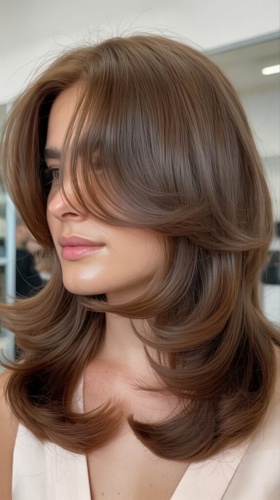 Bouncy Layers With Center-Parted Bangs