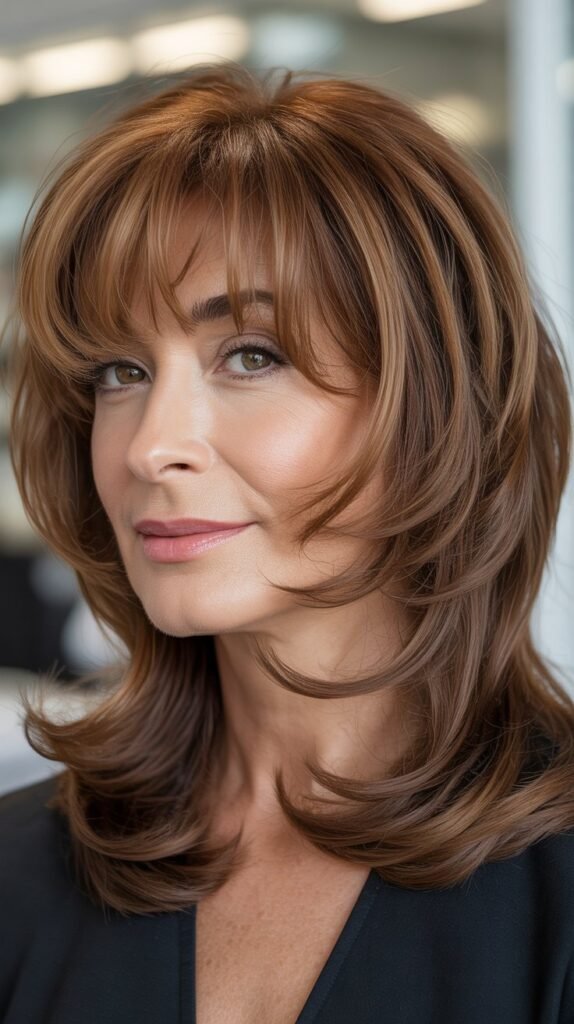 Feathered Full Bangs with Volume Layers