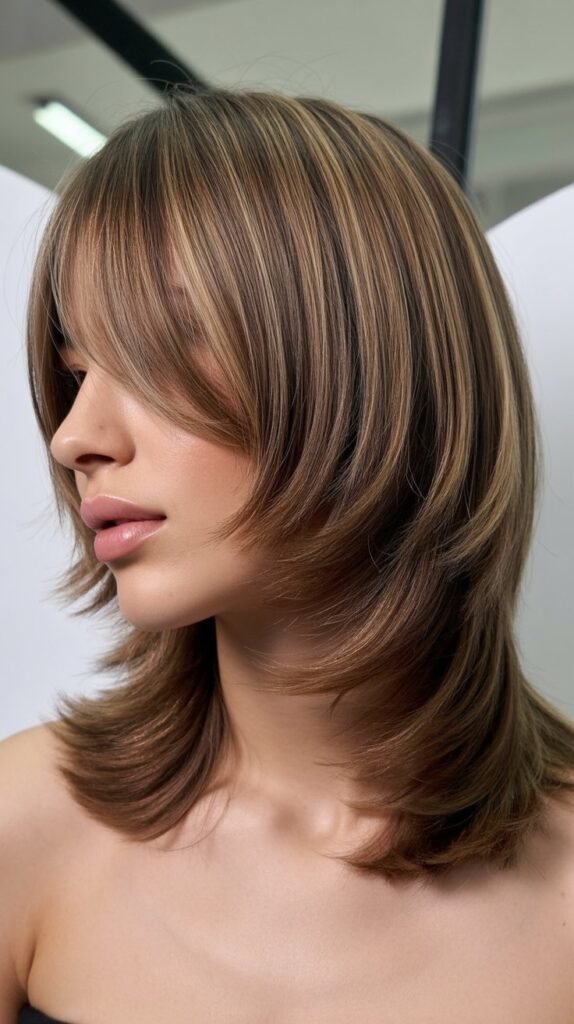 Layered Collarbone Cut With Curtain Bangs