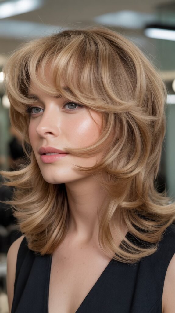 Bouncy Layers with Arched Bangs for Volume Seekers