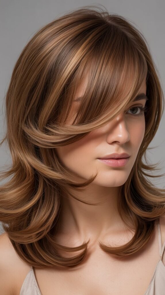 Feathered Layers with Side-Swept Bangs