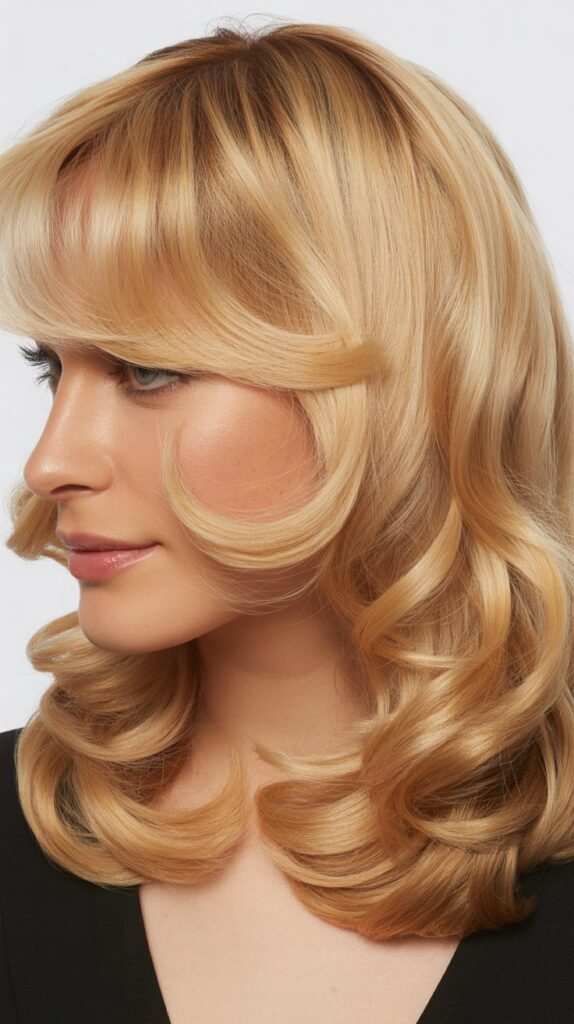 Soft Curl Layers with Vintage Bangs