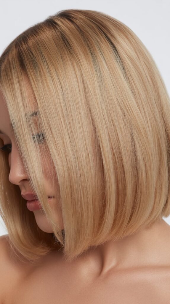 Polished Beige Blonde Lob