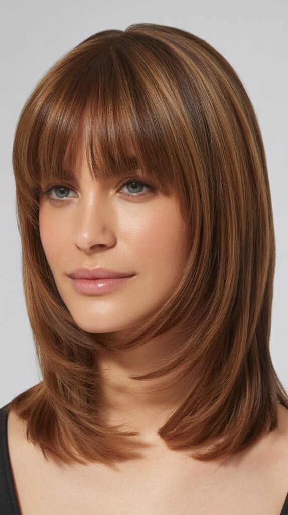 Layered Lob with Eyebrow-Length Fringe