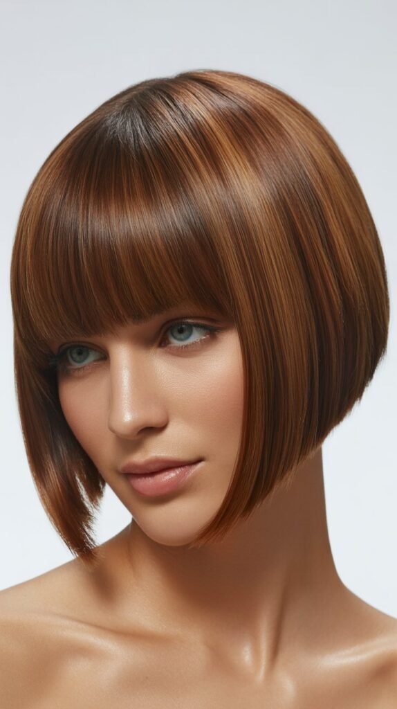 Inverted Lob With Straight Bangs