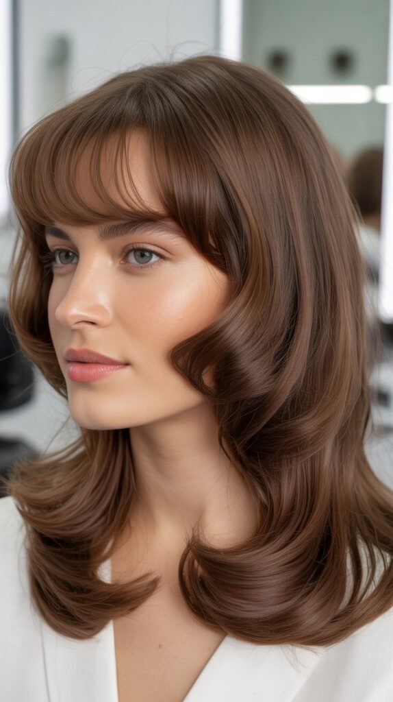  Classic Layers with Rounded Bangs for Traditional Appeal