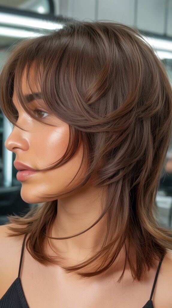 Shag with Side-Parted Micro Bangs