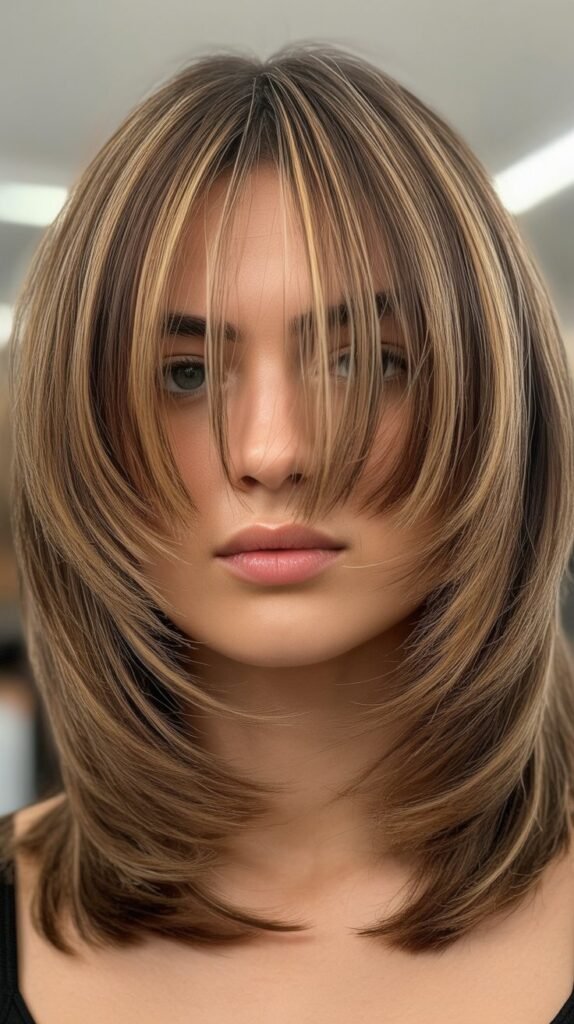 Medium Shag with Center-Parted Fringe