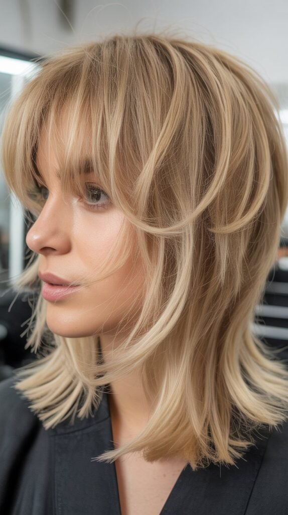 Choppy Shoulder-Length Cut with Piecey Bangs