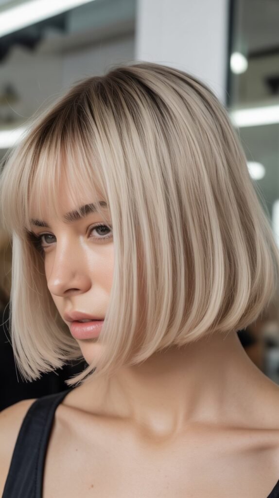 Blunt Bob with Micro Curtain Bangs