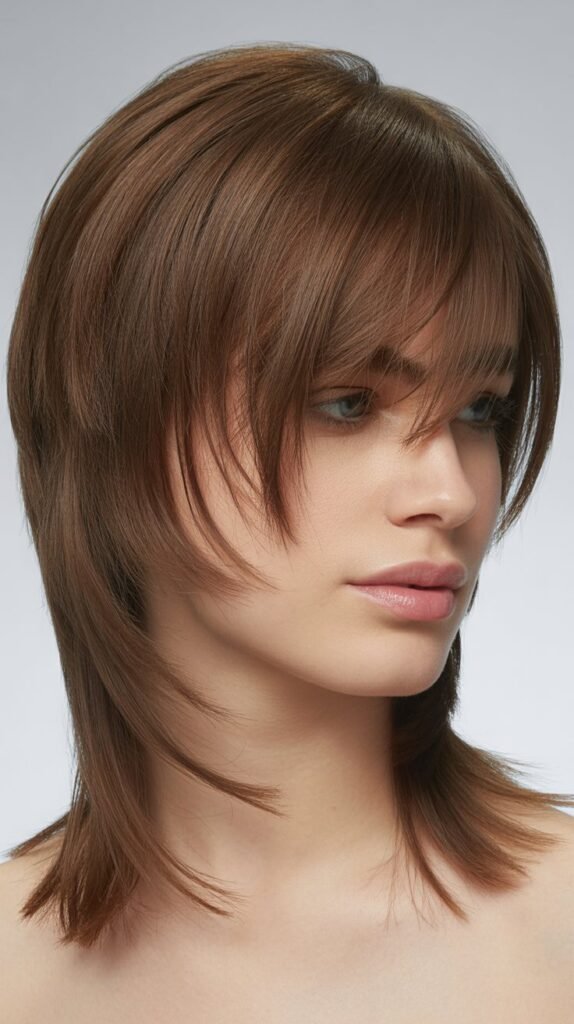 Layered Shag with Micro Bangs to the Side