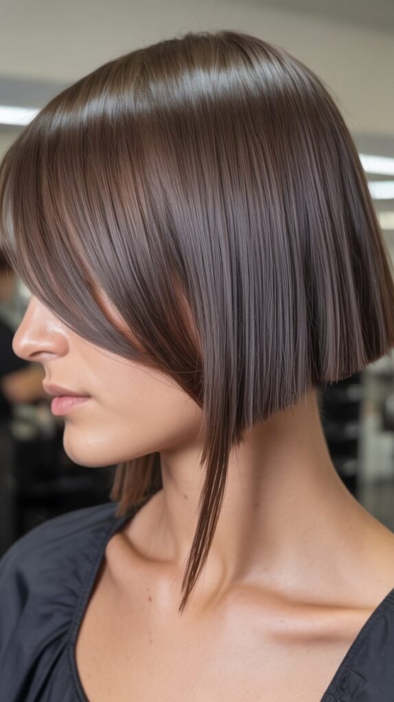 A-Line Cut with Side Bangs and Internal Texture