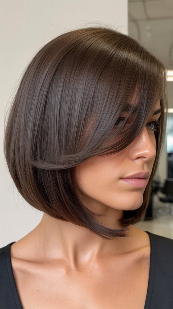 Inverted Bob with Sideswept Fringe