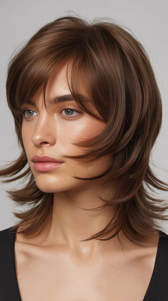  Layered Shag with Curtain Bangs