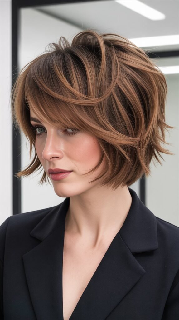 Choppy Collarbone Cut With Arched Fringe