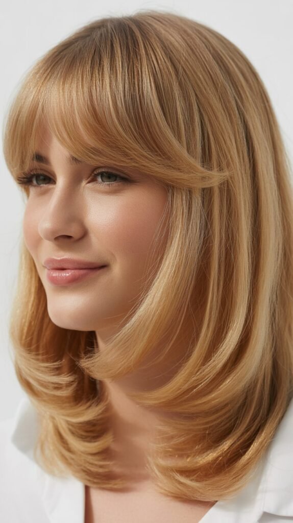 Medium Hair with Curtain Bangs for Fine Hair