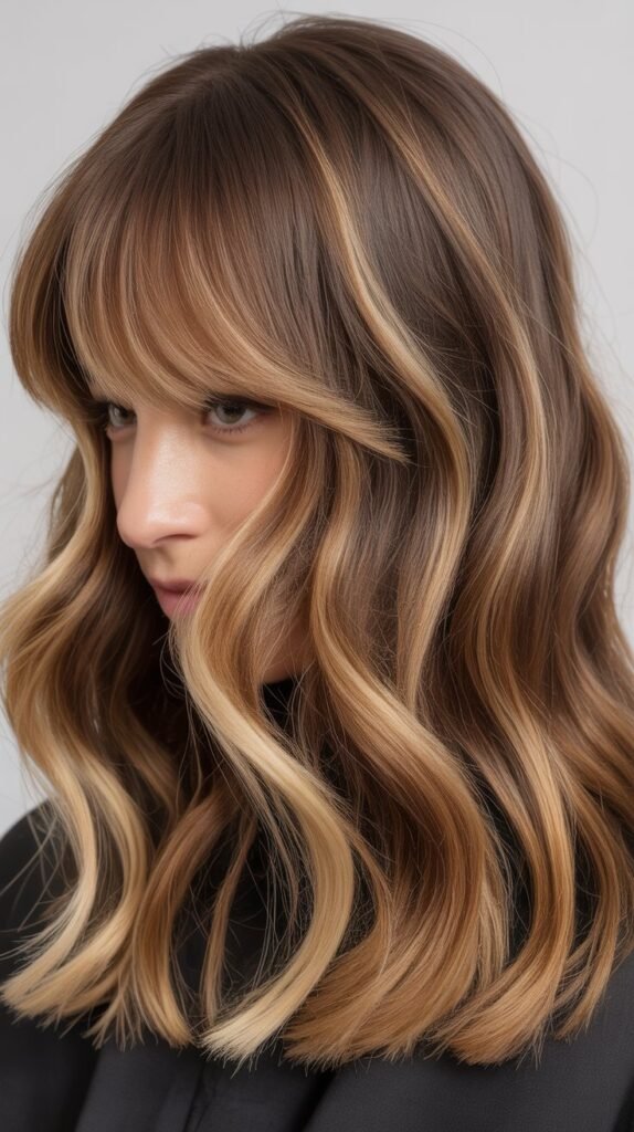 Curtain Bangs with Balayage