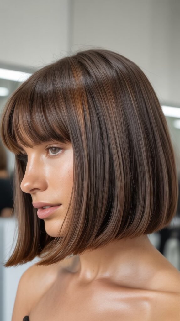 Blunt Lob with Curtain Bangs