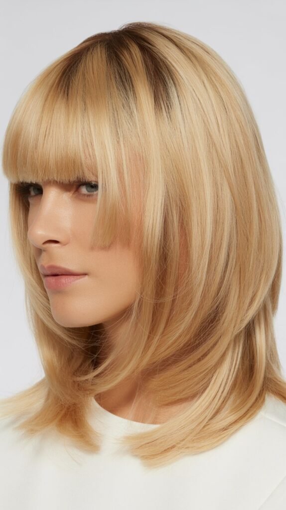  Blunt Cut with Blunt Bangs and Internal Layers
