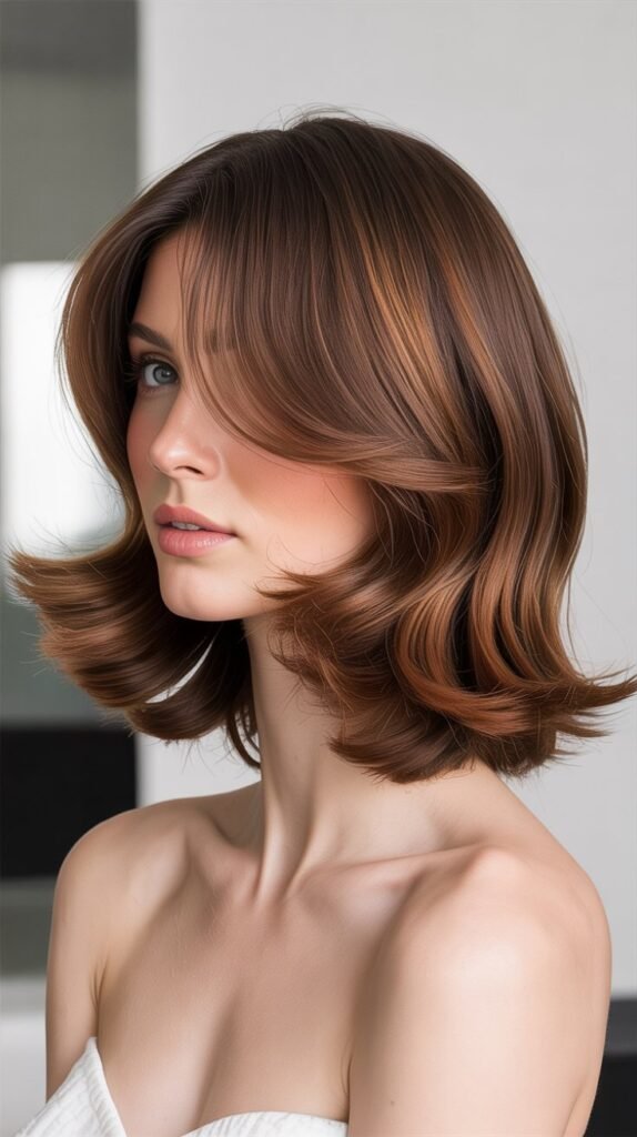 Curtain Bangs with Outward Flipped Ends