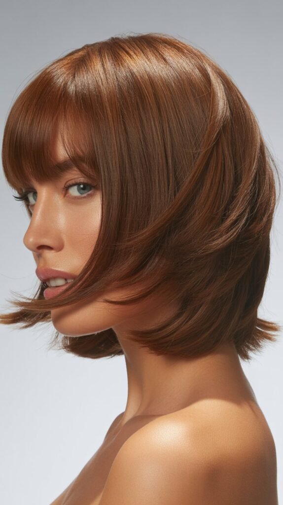 Stacked Layers with Straight-Across Bangs