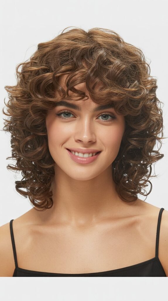 Curtain Bangs with Curly Hair Texture