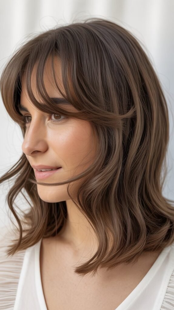 Curtain Bangs with Face-Framing Tendrils