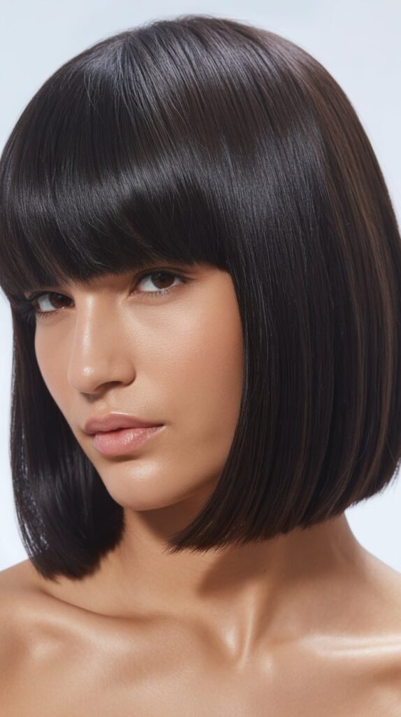  Full Blunt Bangs with One-Length Cut