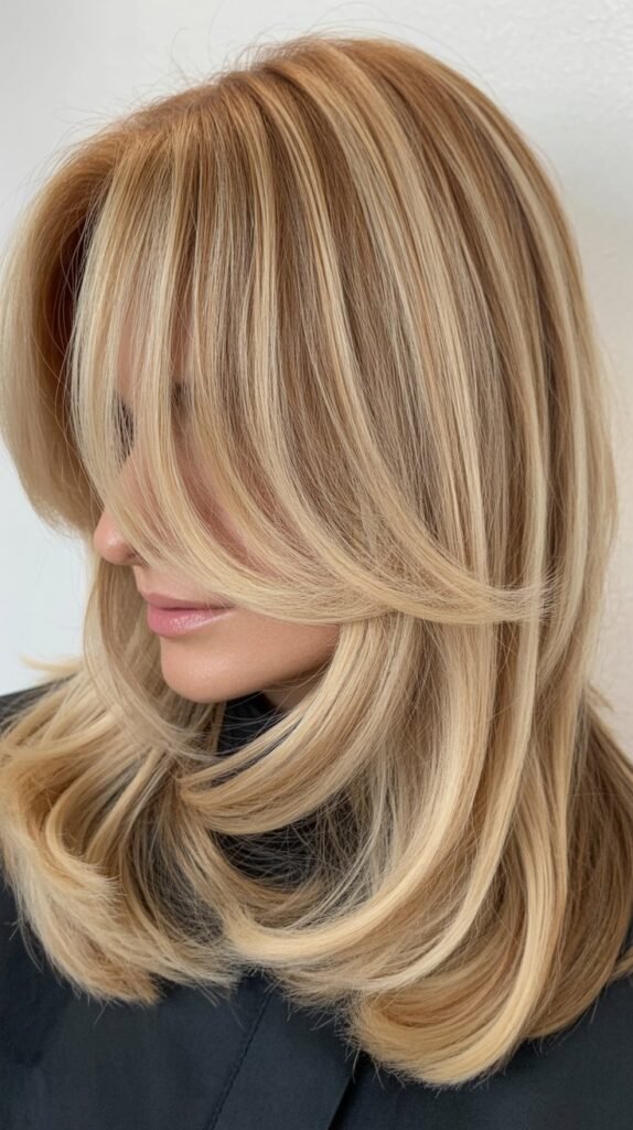 Multi-Tonal Blonde with Curtain Bangs