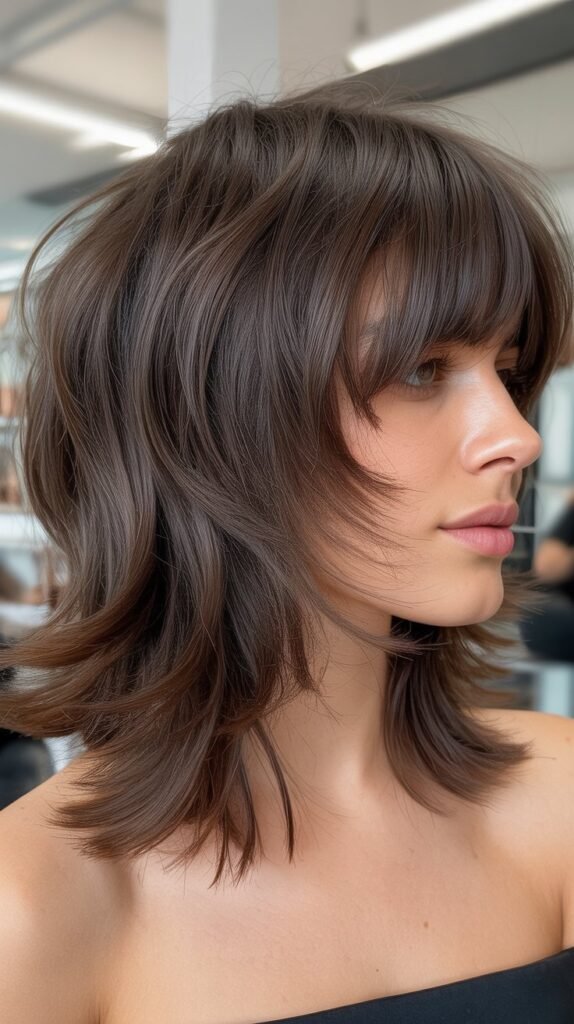 Textured Shag with Curtain Bangs