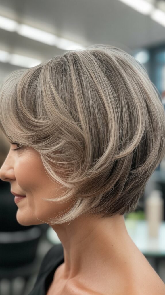  Layered Bob with Crown Volume