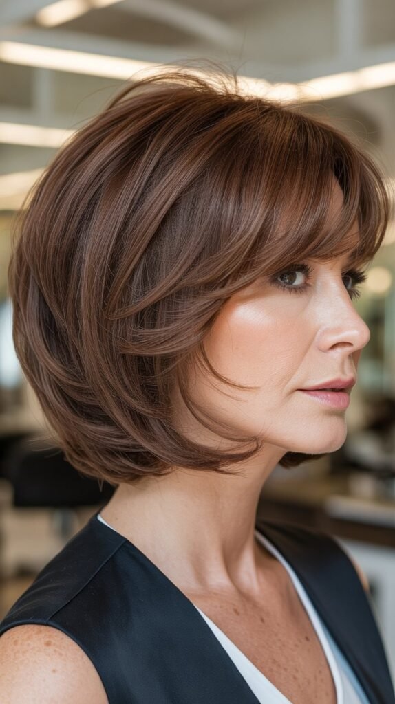 Stacked Bob with Piecey Fringe for Dimension