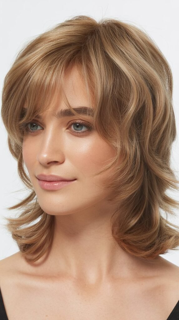  Tousled Collarbone Cut with Brow-Skimming Bangs
