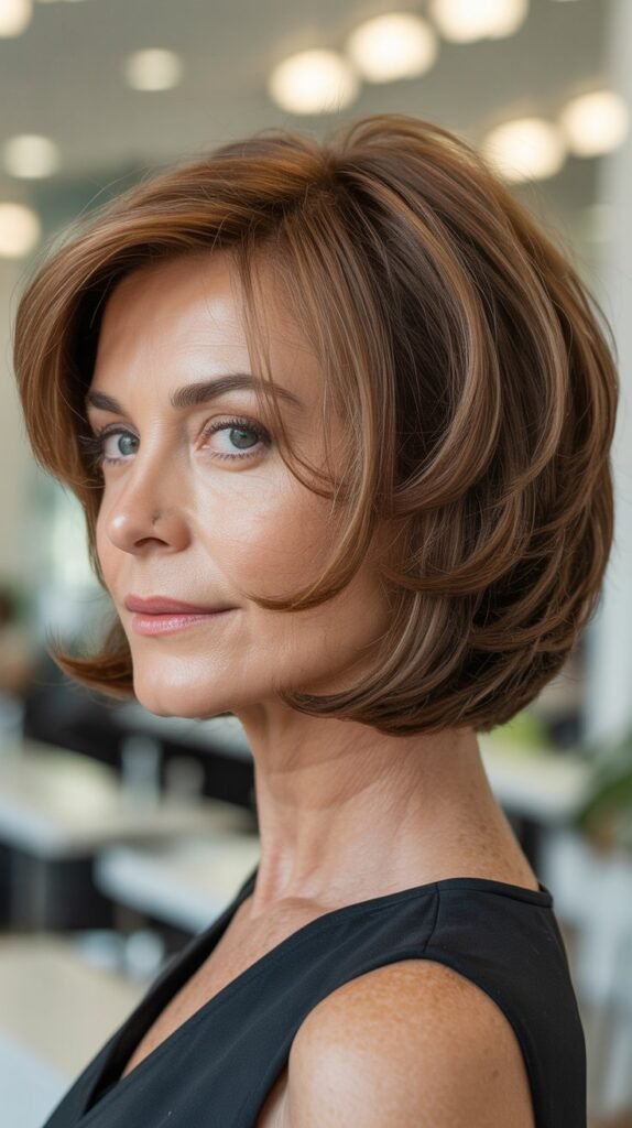 Layered A-Line Bob with Wispy Bangs