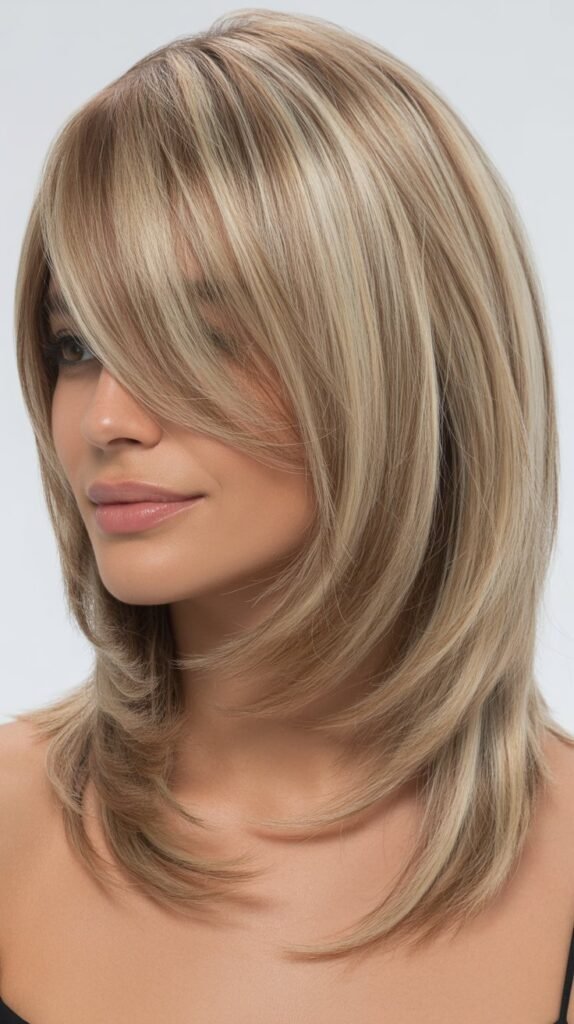 Long Side Bangs with Ash Blonde Collarbone Hair