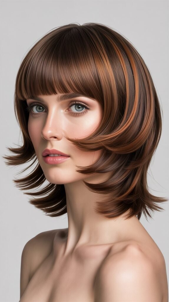 Precision Layers with Blunt Baby Bangs