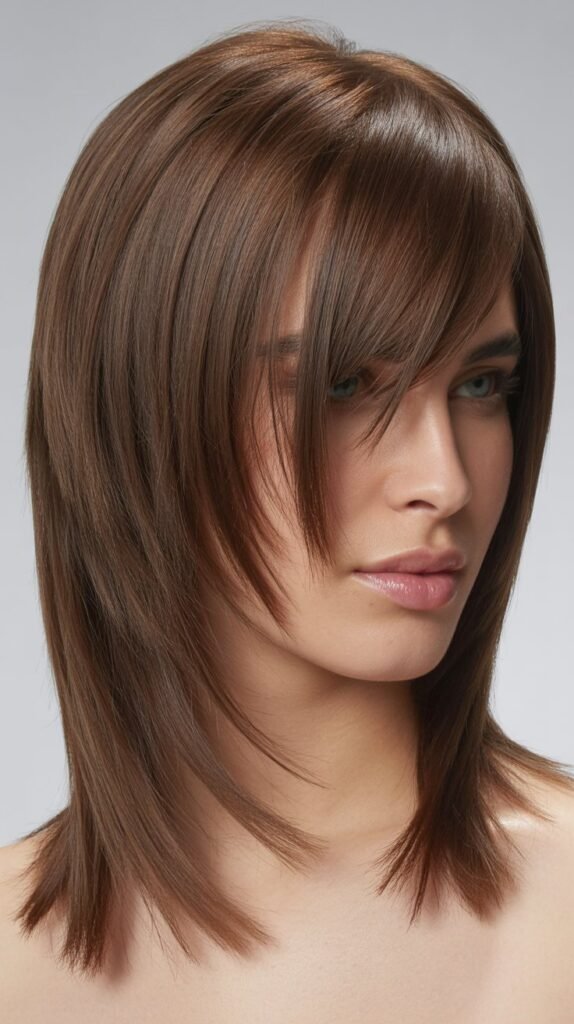 Shaggy Mid-Length Cut with Choppy Side Bangs