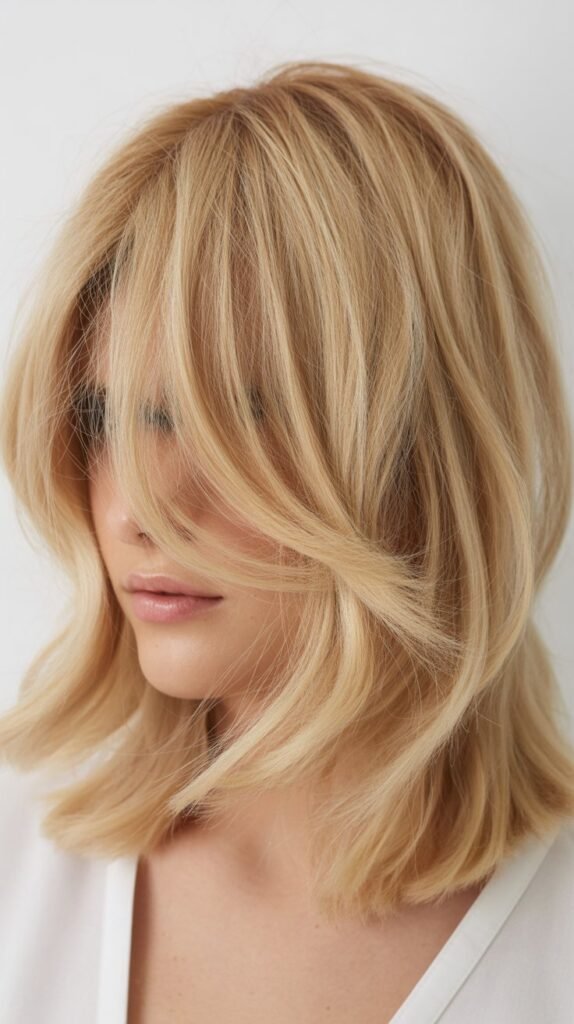 Tousled Lob with Long Bangs