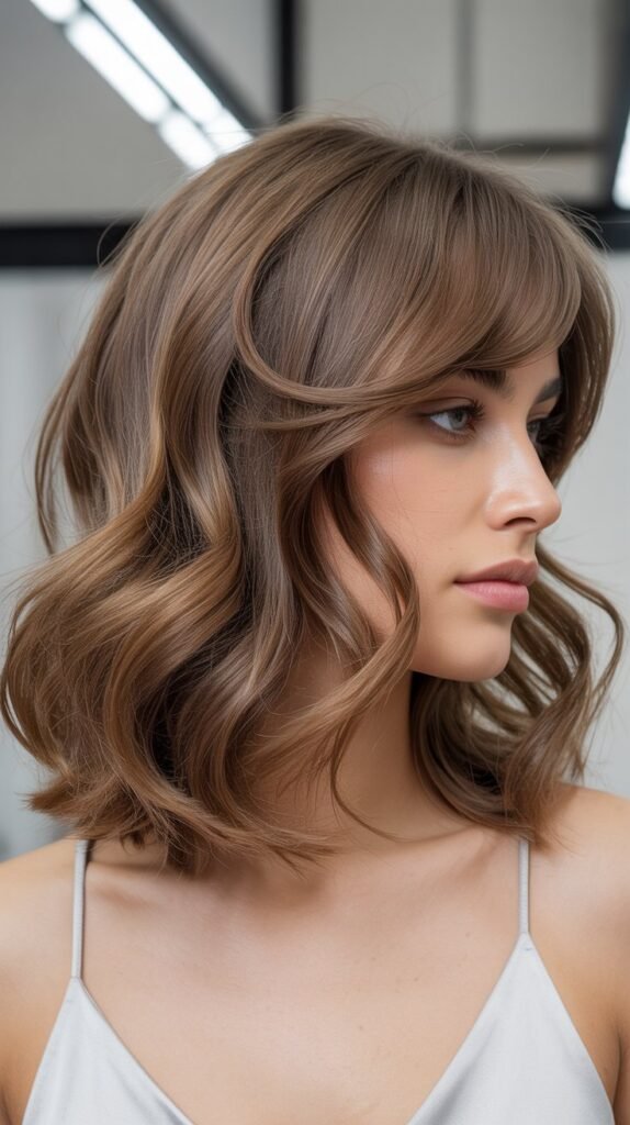 Wavy Texture Cut with Disconnected Layers and Side Bangs