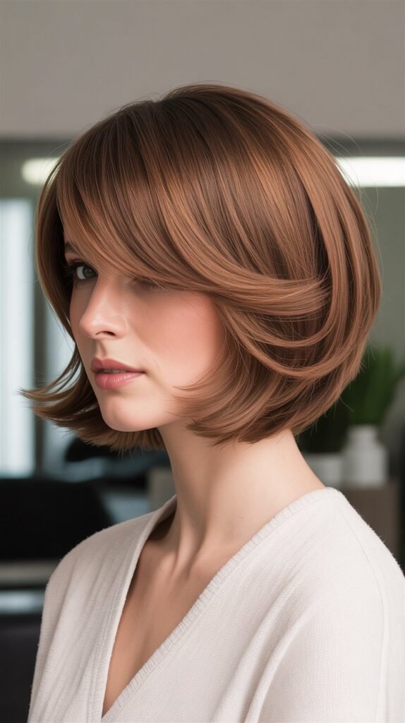 Side-Swept Bangs with Graduated Bob Layers