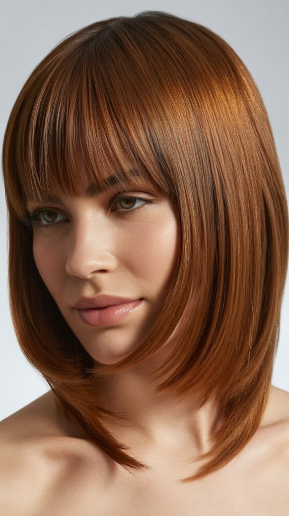 Swoopy Bangs with Angled Lob