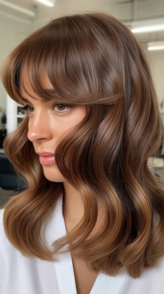 Long Curtain Bangs Meeting Collarbone