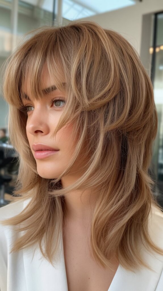 Textured Midi Cut With Choppy Fringe