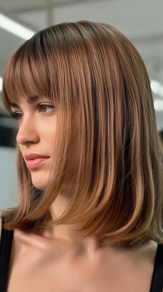Medium Lob with Razored Bangs