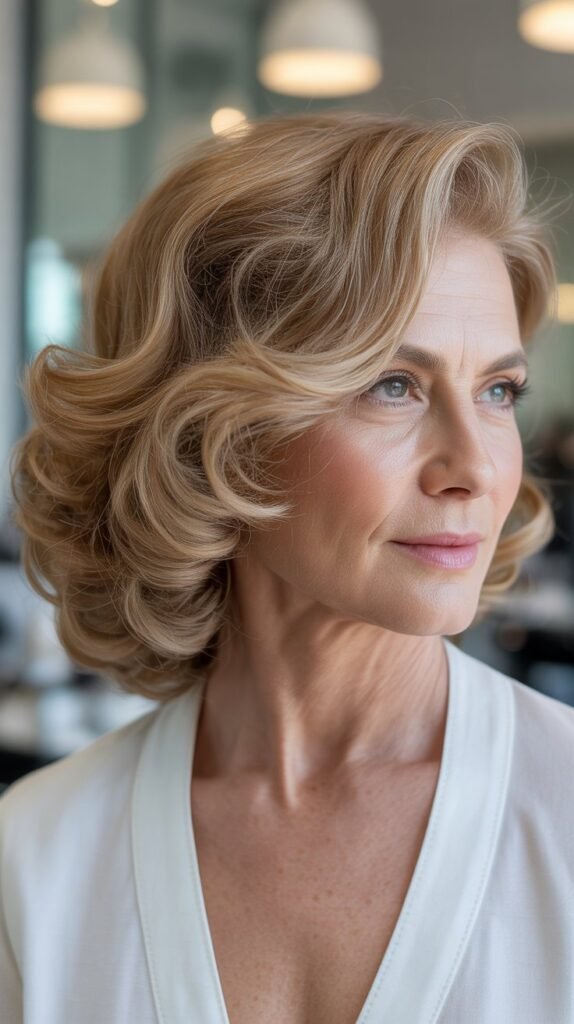 Soft Curls with Side Sweep