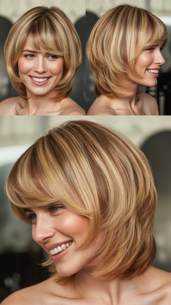 Voluminous Layers with Rounded Bangs
